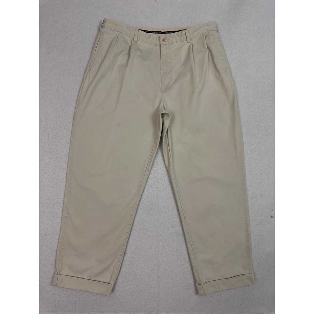 Polo Ralph Lauren Hammond Pants Mens 40x30 Khaki Tan Pleated Cuffed Chinos